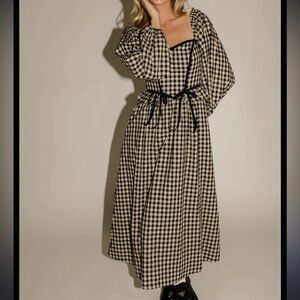 ZOCO Sierra Midi Gingham Long Sleeve Midi Dress